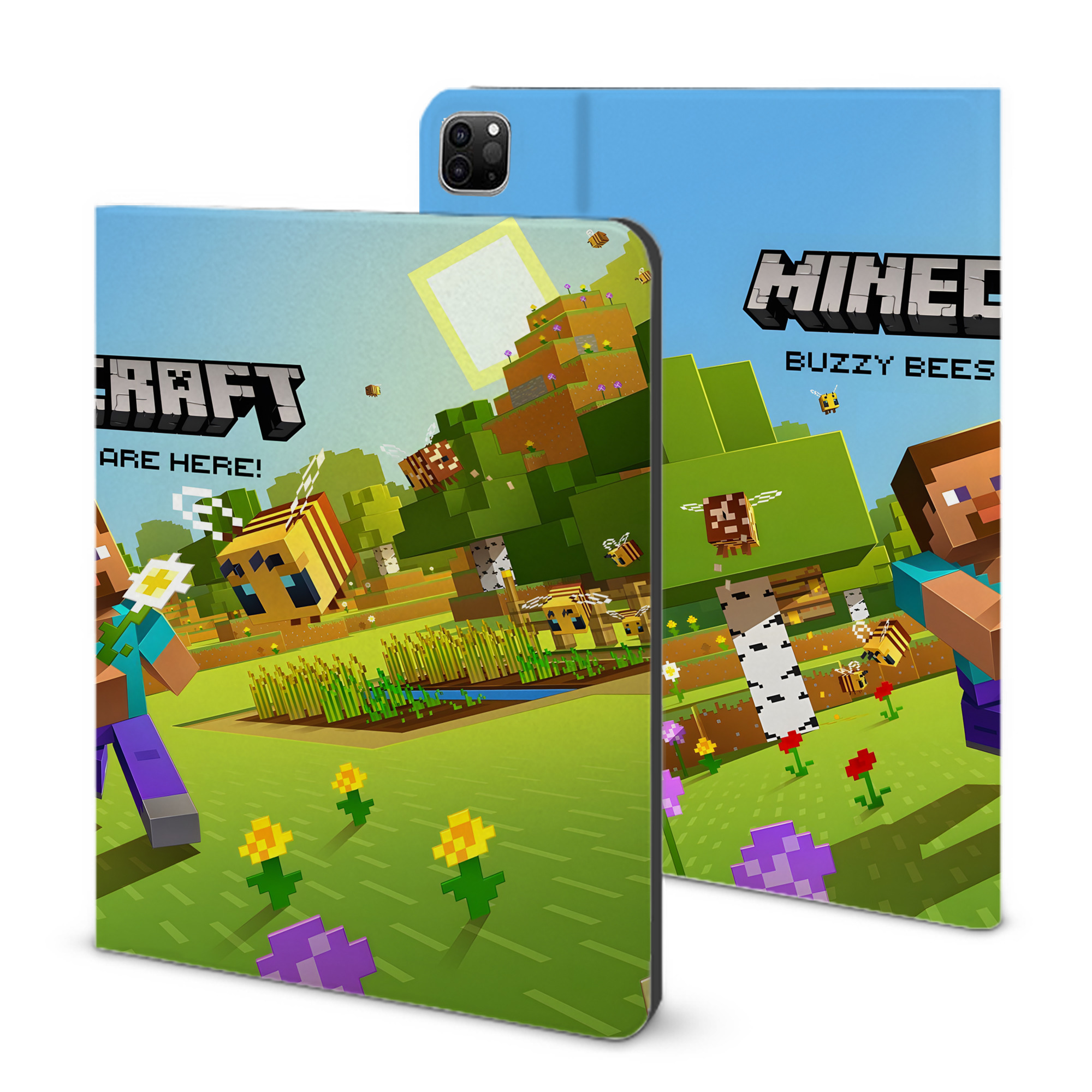 （画像用） マインクラフト ブロックの世界 Minecraft MC Block world IPad ケース ブック型 PUレザー TPU 耐衝撃 軽量 薄型 ペン収納なし 全面保護 IPad 各モデル対応